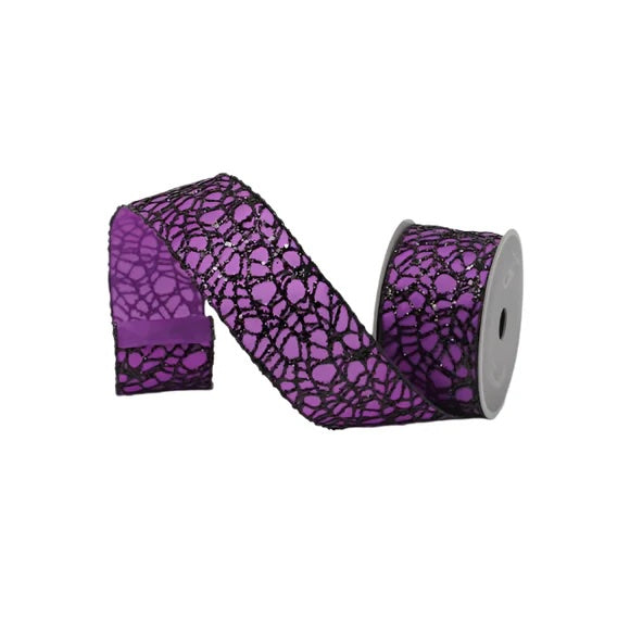  Purple And Black Glitzy Web Ribbon 