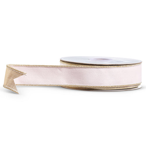 Pale Pink Gold Trim Ribbon