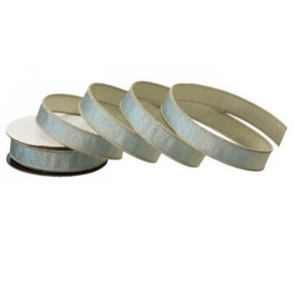  Aqua Jaquard Metallic Ribbon 