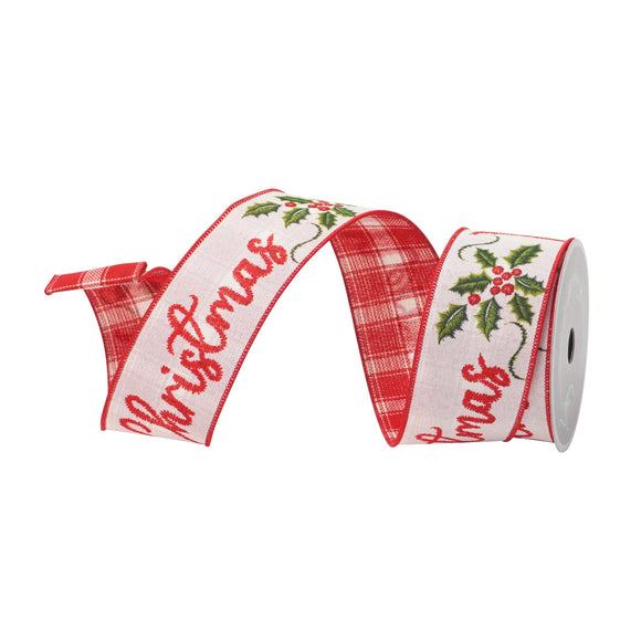  Red and White Merry Christmas Ribbon 