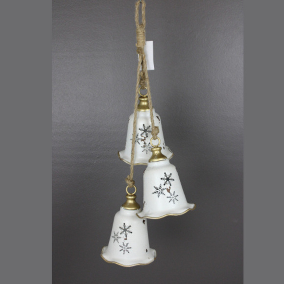  White Gold Metal Bell Set of 3 