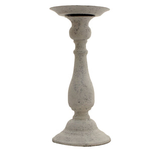 White metal candle holder