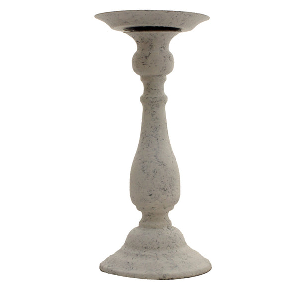 White metal candle holder