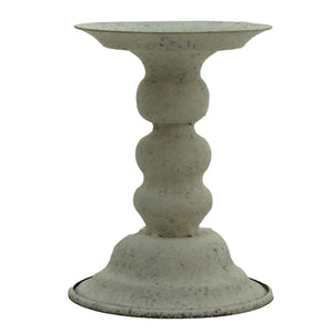 White metal candle holder