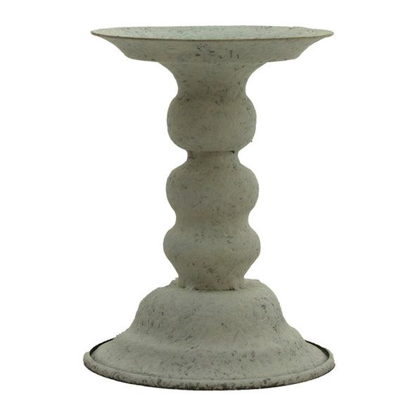 White metal candle holder