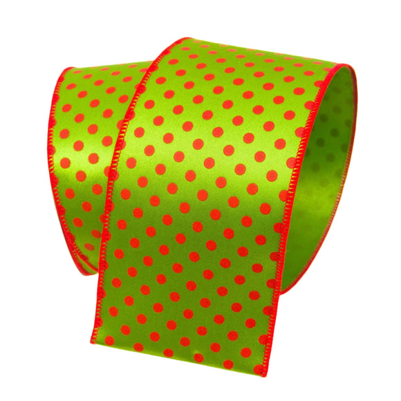  Green And Red Mini Dots Ribbon 