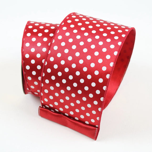  Red and White Mini Dots Ribbon 