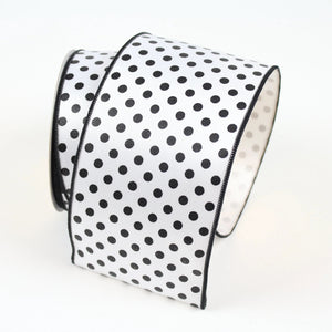  White Black Mini Dots Ribbon 