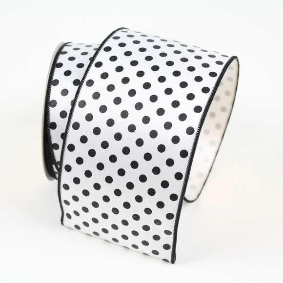  White Black Mini Dots Ribbon 