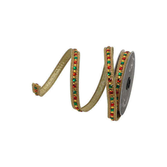  Red Emerald And Gold Mixed Jewel Garland Ribbon 