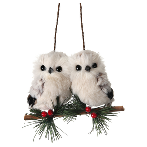 Grey and White Mountain Grey Owl Couple Ornament