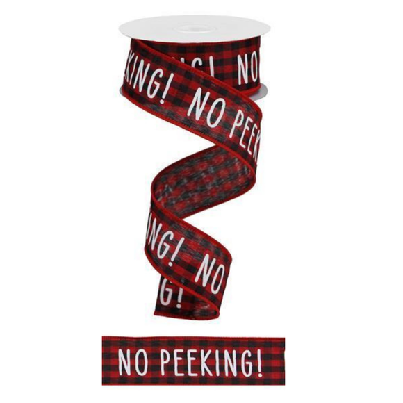 Red Black White No Peeking On Gingham  Ribbon