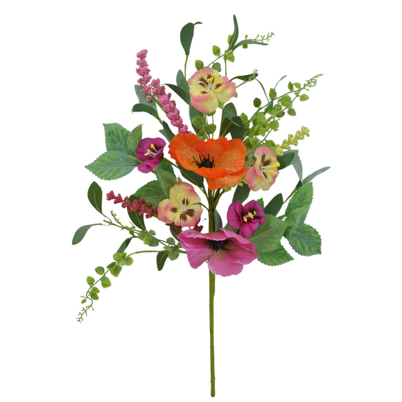  Pansy Poppy Spray