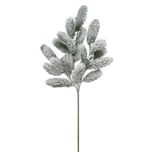 Green and White Pine Spray x 3 with Snow
