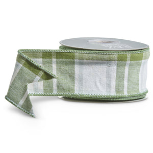  Green Plaid Wired Ribbon 