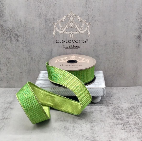 Roll of New Lime Pleated Lame Ribbon