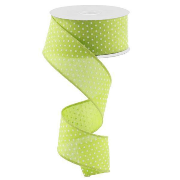 Lime Green White Raised Swiss Dots On Royal Ribbon