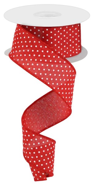 Red White Raised Swiss Dots On Royal Ribbon