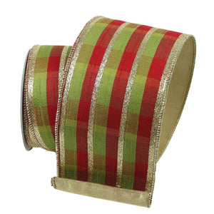 Red and Green Glitzy Plaid Ribbon