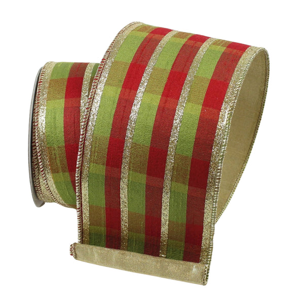 Red and Green Glitzy Plaid Ribbon