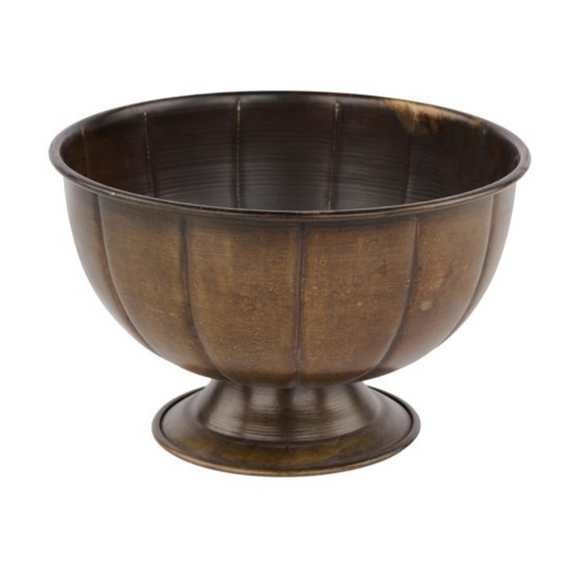 Antique Gold Ribbed Tin Compote