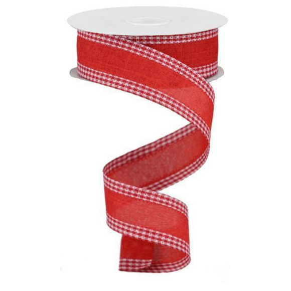 Red White Royal Burlap Gingham Edge Ribbon
