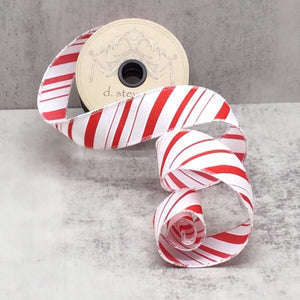 Roll of Red Satin Iridescent Glitter Stripes  Ribbon