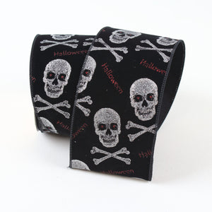 Black and Silver Skull & Crossbones Ribbon