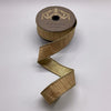  Gold Back Dark Almond Slub Dupion Metallic Ribbon 