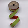  Red Back Lime Green Slub Dupion Metallic Ribbon 