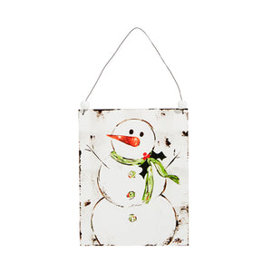 White Multi Snowman Wooden Ornament