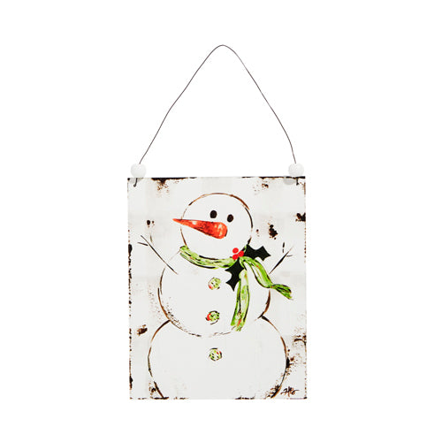 White Multi Snowman Wooden Ornament