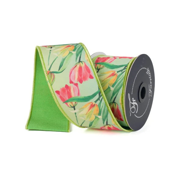 Multi Spring Tulips Ribbon