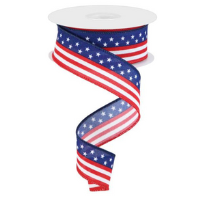 Red White And Blue Stars And Stripes Faux Royal Ribbon