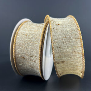 Ivory Tan Chocolate Textured Weave Ribbon