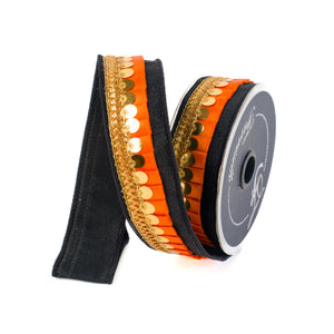 Orange Black Trick Or Pleats Ribbon