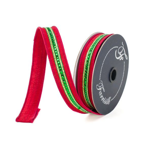  Red And Emerald Twinkle Trim Ribbon 