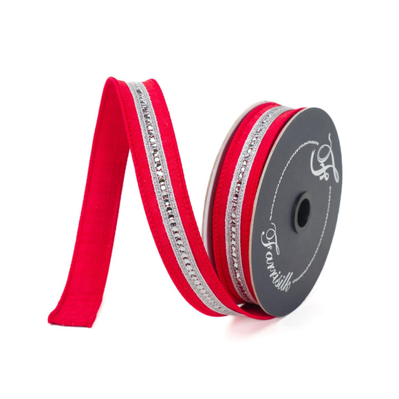  Red and Silver Twinkle Trim Ribbon 