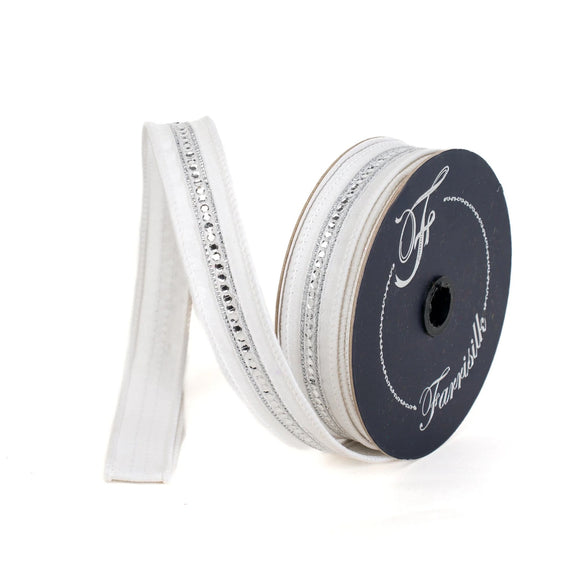  White Silver Twinkle Trim Ribbon 