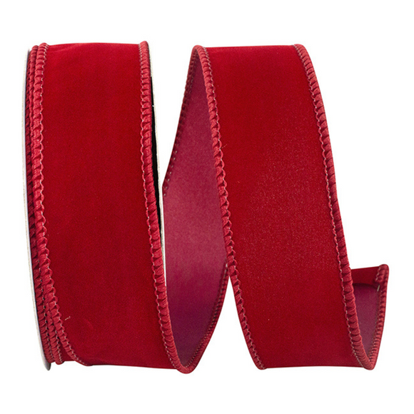 Roll of red velvet ribbon