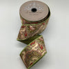  Green Red Velour Dupion Antique Paisley Ribbon 