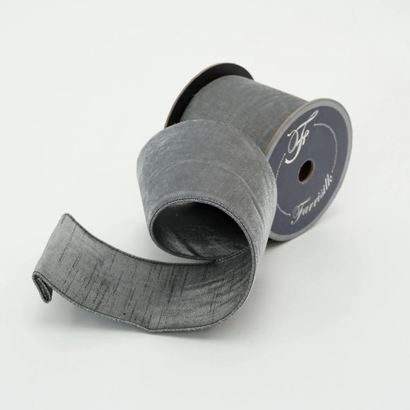  Steel Gray Velvet Luster Ribbon 