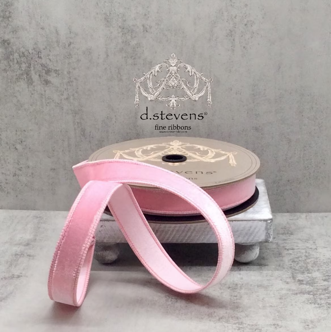 Velvet Pink Lemonade Dupion Backing Ribbon, 1