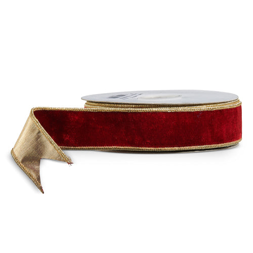  Burgundy Velvet Wired Ribbon 
