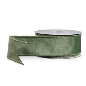  Green Velvet Wired Ribbon 