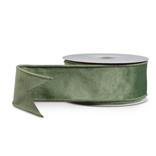  Green Velvet Wired Ribbon 