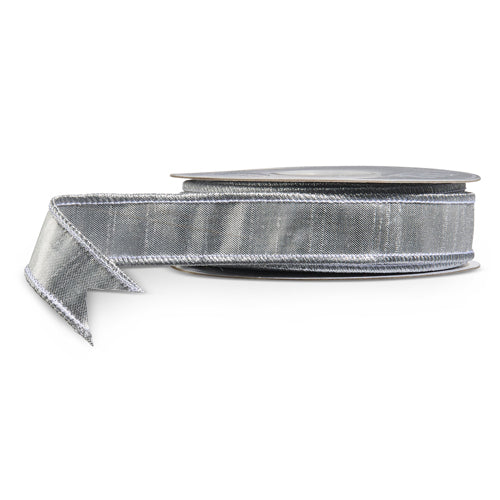  Silver Metallic Velvet Wired Ribbon 