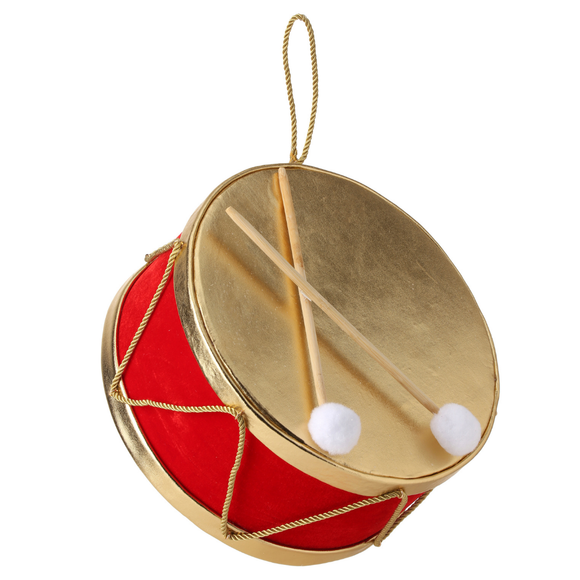 Red Gold Velvet With Gold Drum Ornament