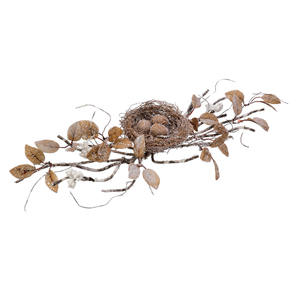 Natural Frost Winter Snowy Nest With Branch And Eggs