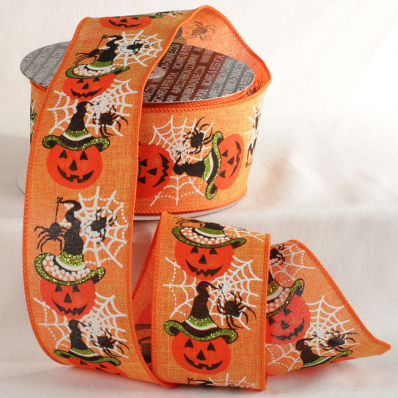 Orange Spider Pumpkin Ribbon